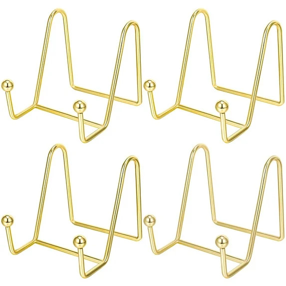 AkoaDa 4 Pack 3 inches Gold Iron Stand Metal Plate Stand Frame Holder for Photo,Books | Walmart (US)