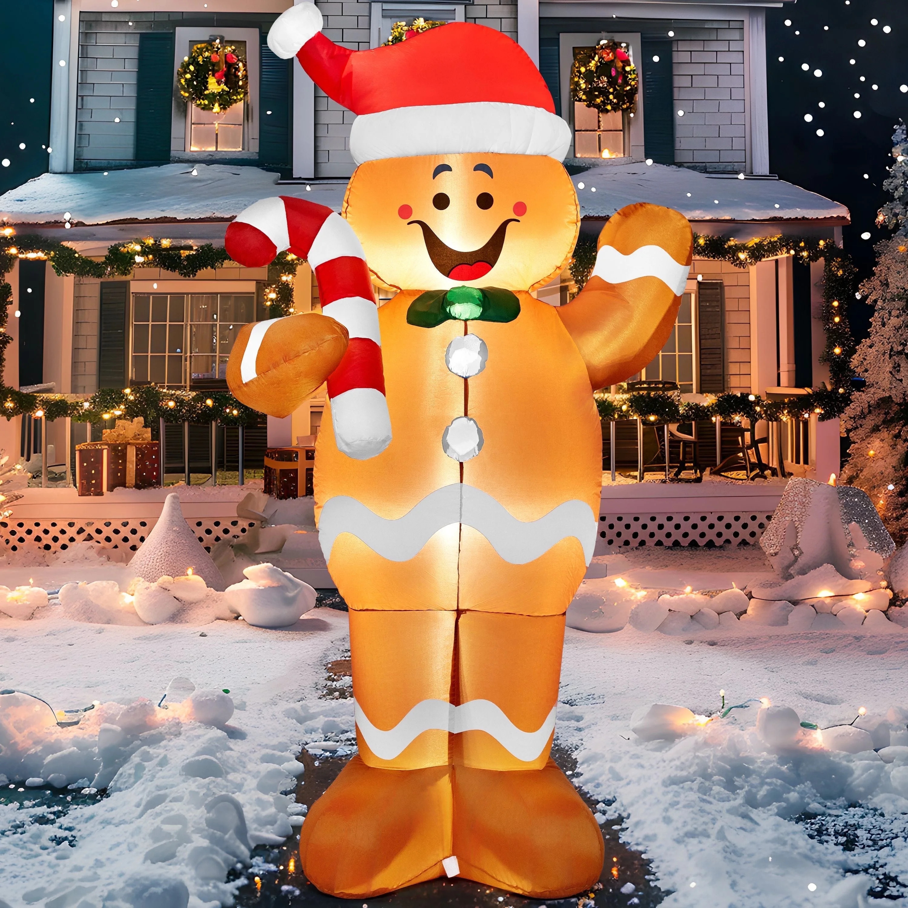 Joyfy 5 ft Christmas Inflatables Gingerbread Outdoor Decorations,Gingerbread Man Blow Ups with Bu... | Walmart (US)