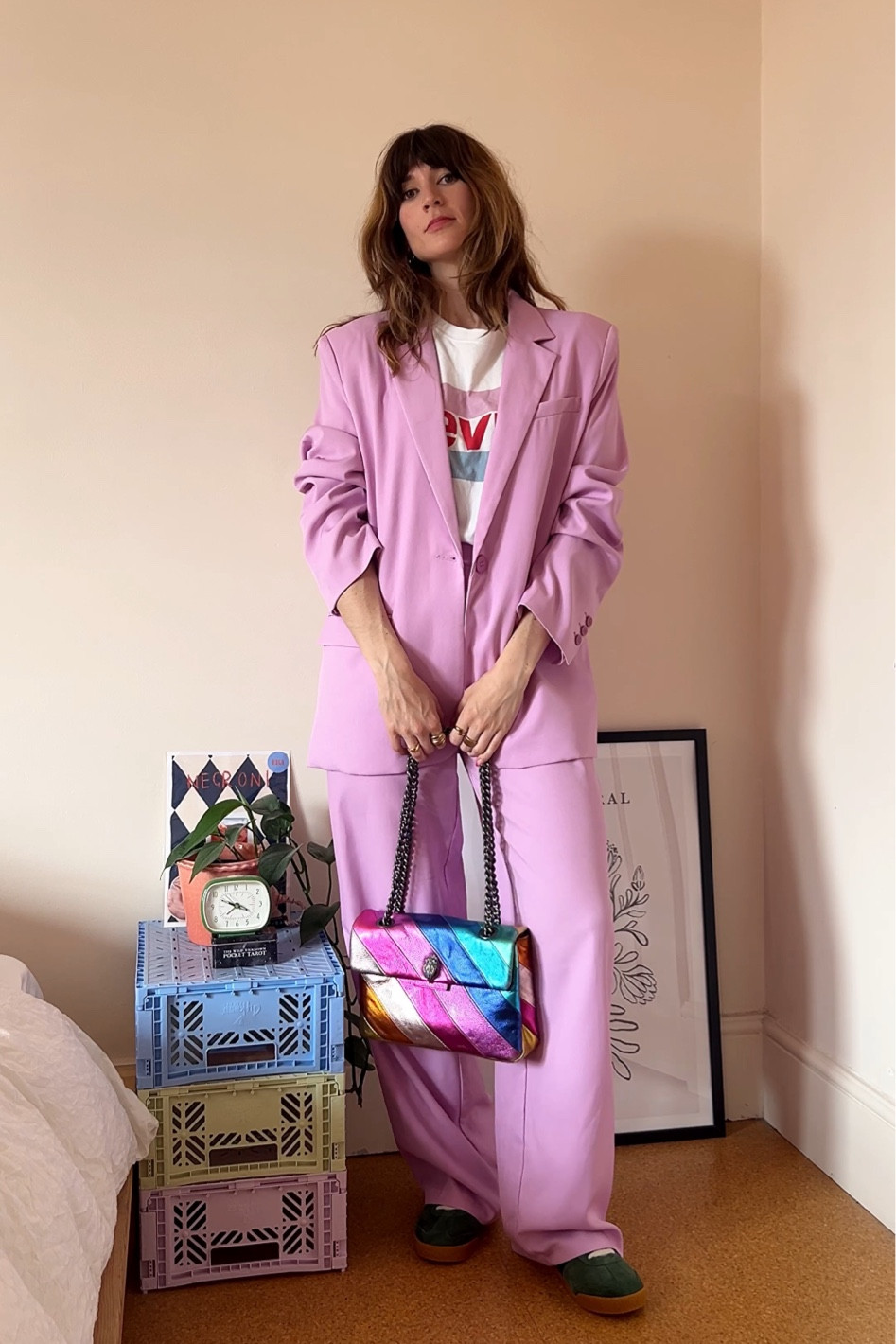 The perfect pink suit (and rainbow bag 😍)  #nakdfashion #kurtgeiger #rainbowbag #pinksuit 

#LTKbag #LTKstyletip #LTKworkwear
