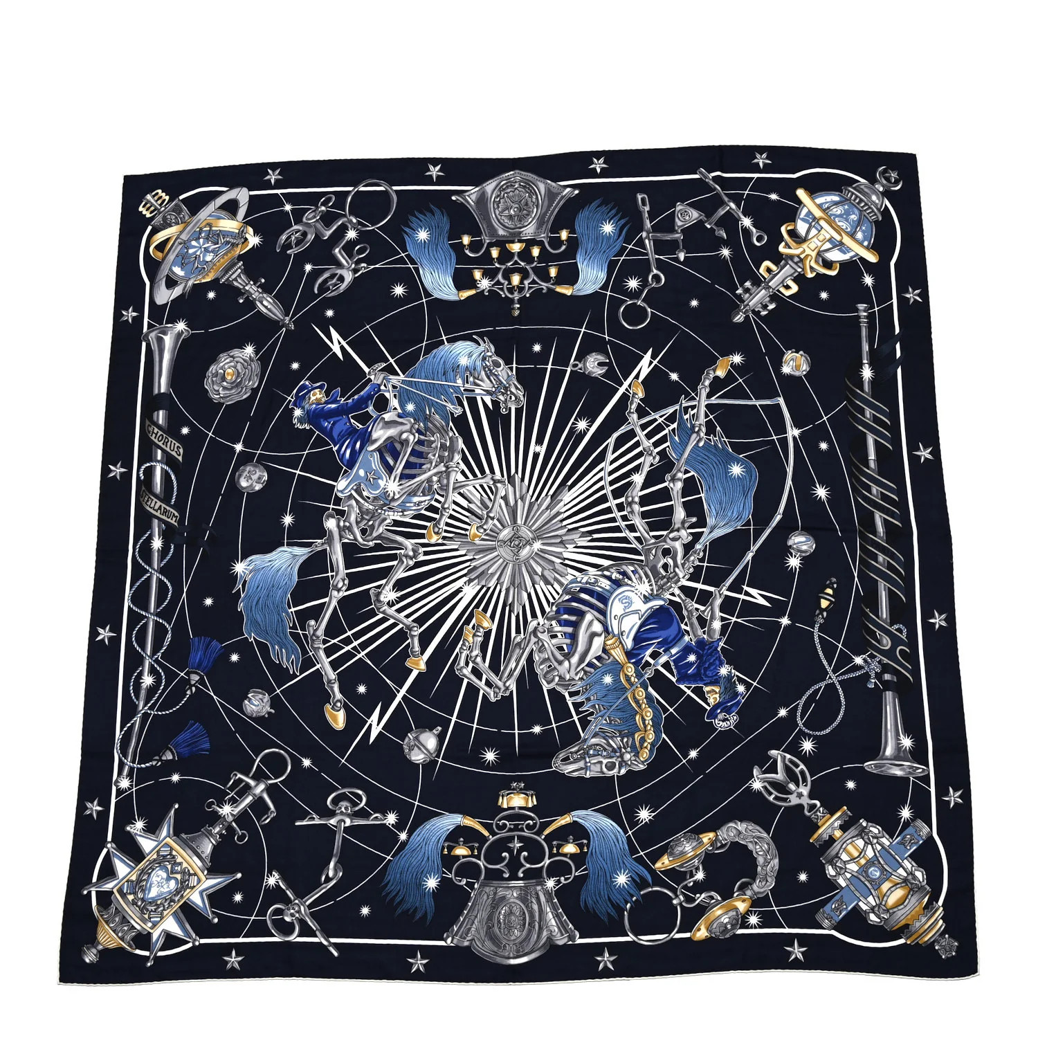 Cashmere Silk Chorus Stellarum Shawl 140 Marine Indigo White | FASHIONPHILE (US)