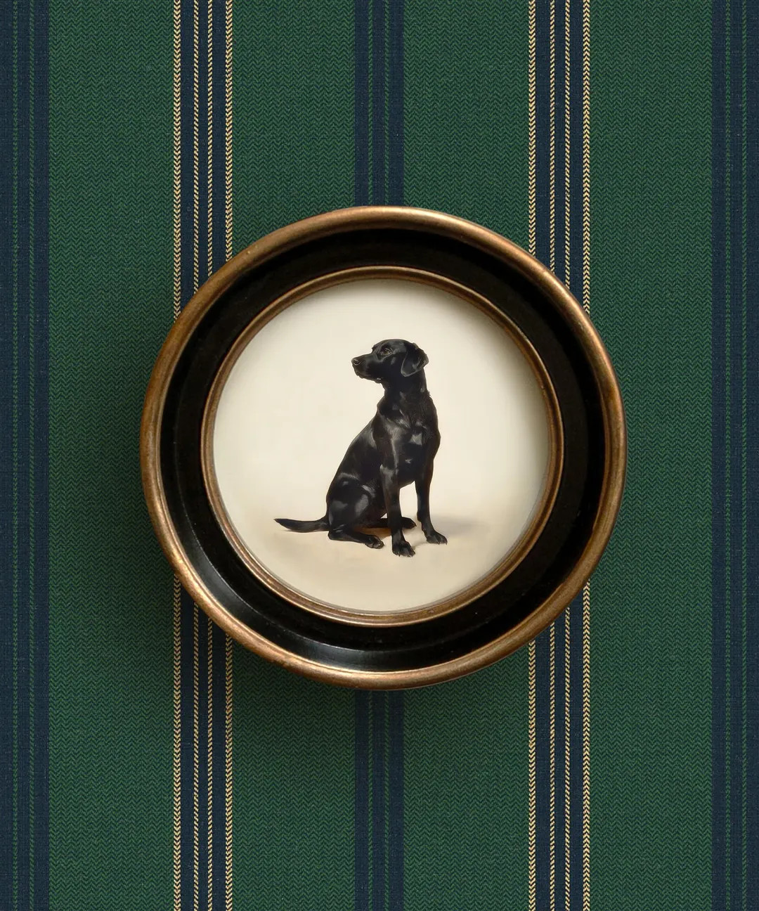 Black Lab Dog Art Print | Vintage Style Round Frame | Black Labrador Wall Artwork | Dog Painting ... | Etsy (US)