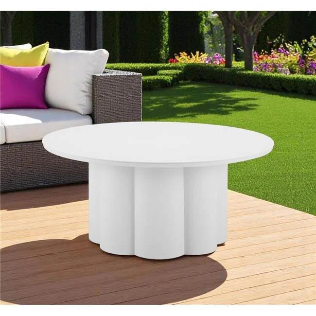 HomeRoots 571481 34 in. White Rounded Aluminum Outdoor Coffee Table | Walmart (US)