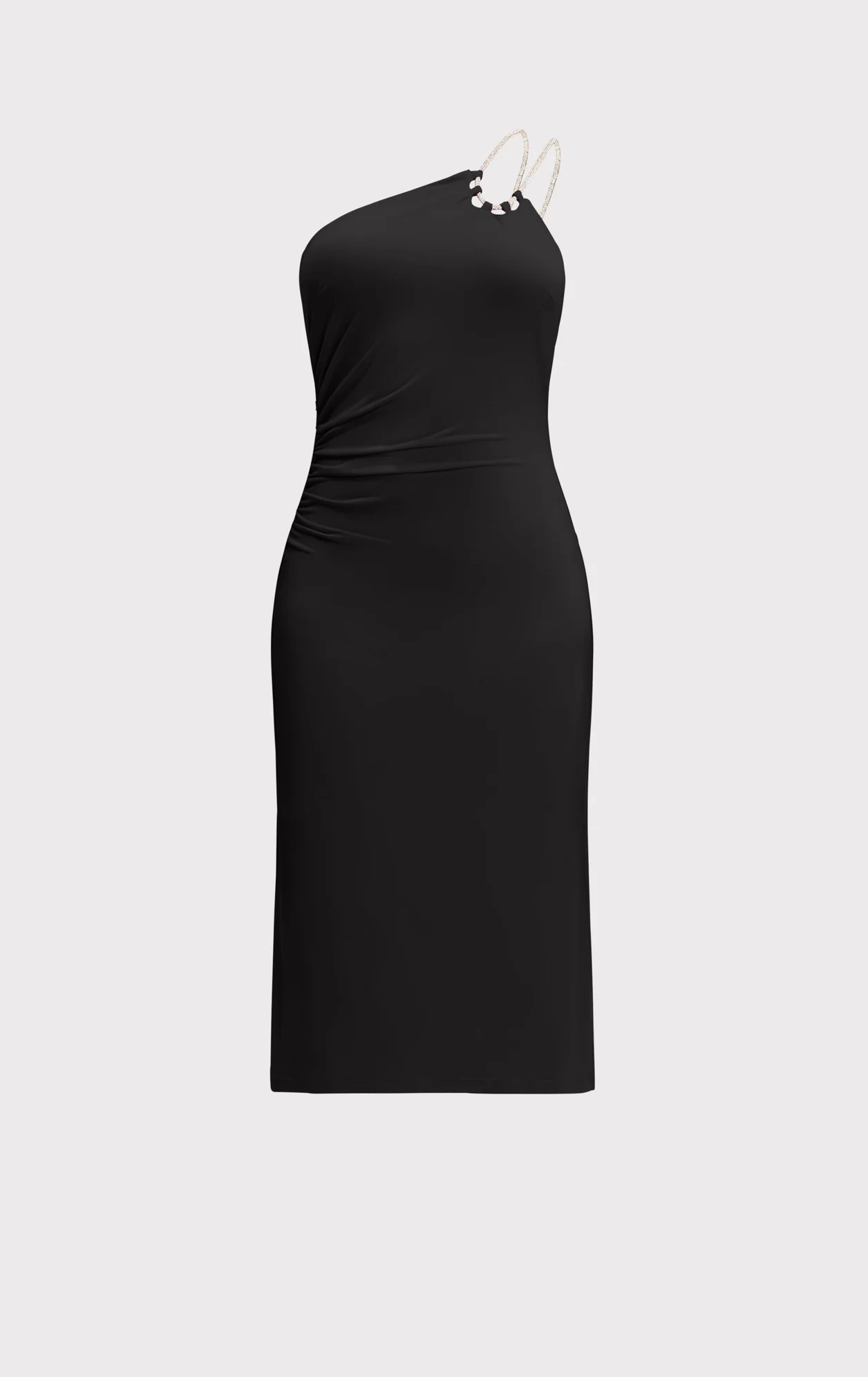STRAPPY JERSEY MIDI DRESS W CRYSTAL TRIM | Herve Leger