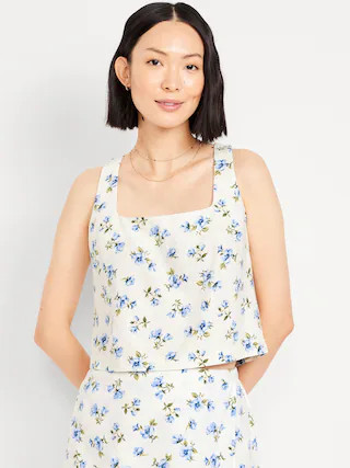 Linen-Blend Crop Top | Old Navy (CA)