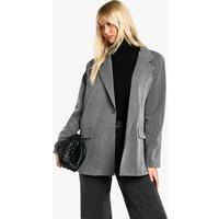 Womens Oversized Tailored Pinstripe Blazer - Grey - 12 | boohoo (US & Canada)