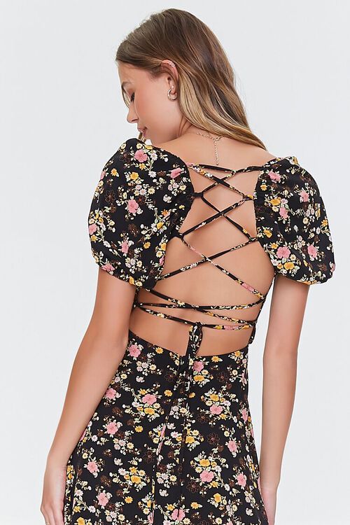 Floral Print Lace-Back Satin Dress | Forever 21 (US)