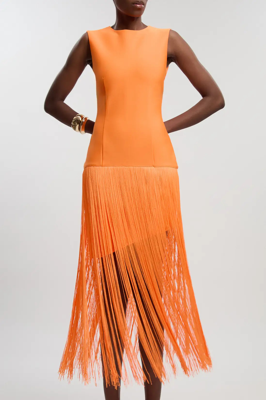 Figure Form Bandage Tassel Hem Knitted Dress | Karen Millen