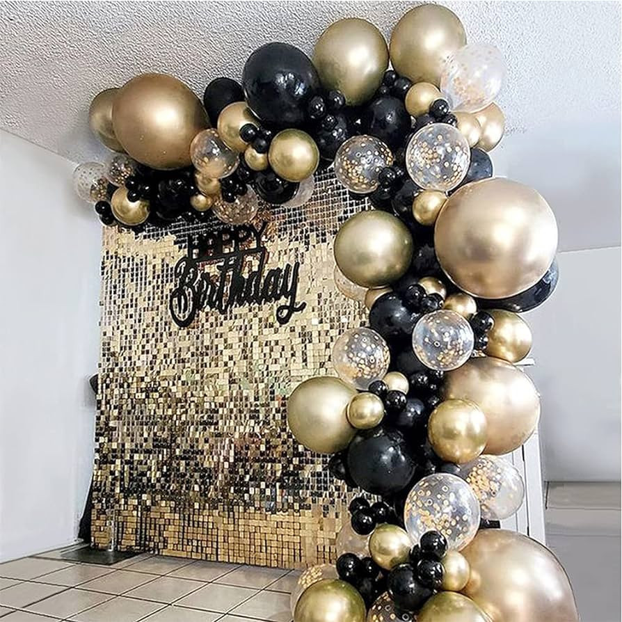 Beliueyes Black Gold Balloon Garland Arch Kit 121PCS, Confetti Balloons for Kids Birthday Anniver... | Amazon (US)