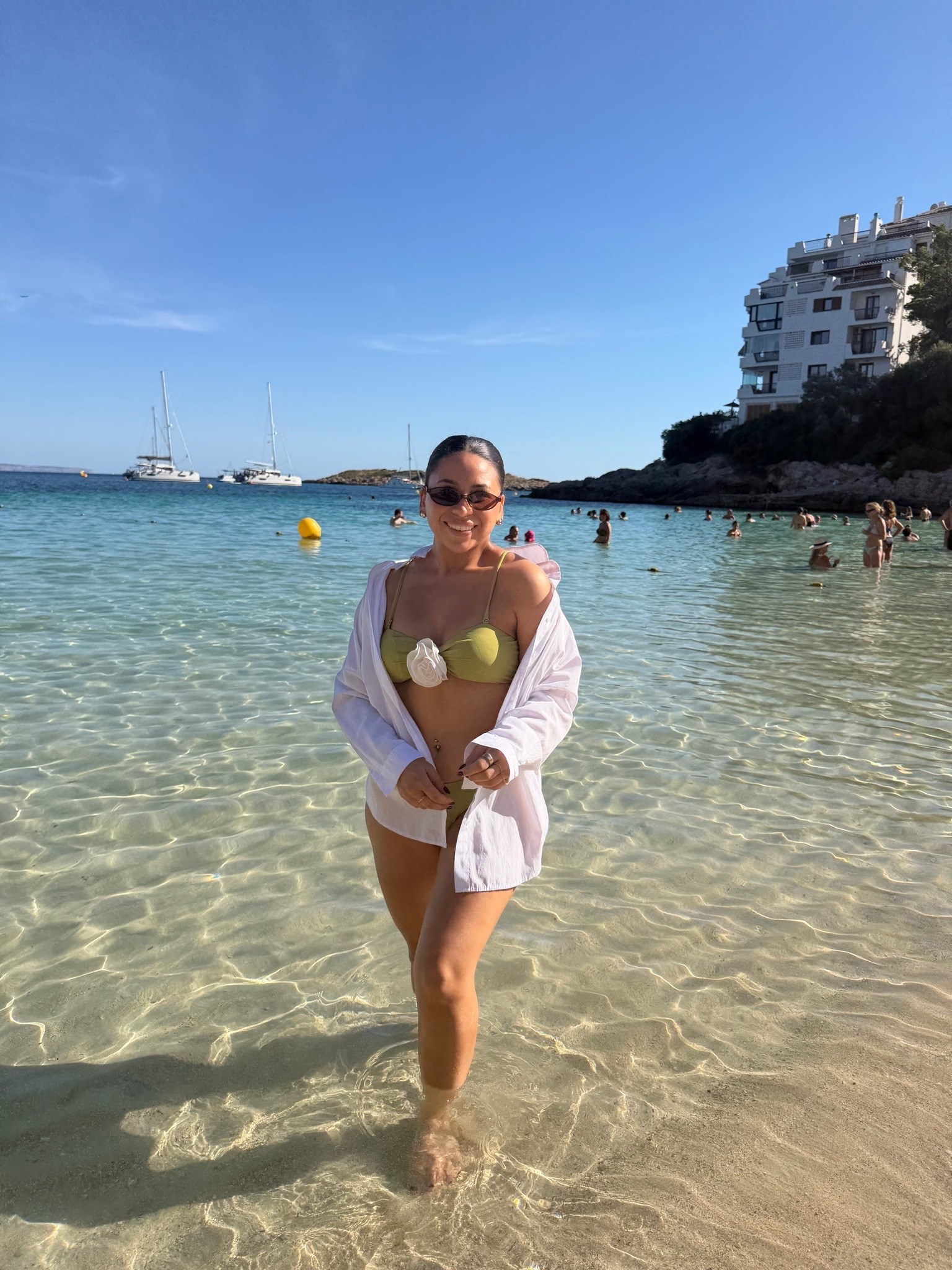 Wore to play mermaids!! 
Button down: small
Bikini: small
Tortoise sunglasses