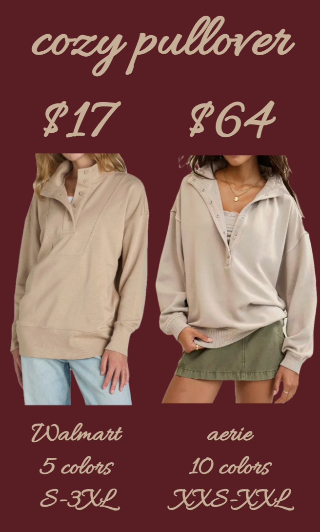 Cozy pullovers are perfect for fall! These oversized versions are great for layering over leggings.
....................
walmart pullover collared sweatshirt tunic sweatshirt snap up sweatshirt aerie pullover aerie sweatshirt walmart sweatshirt walmart tunic beige sweatshirt beige tunic lululemon dupe half zip tunic quarter zip tunic aerie dupe half zip sweatshirt quarter zip sweatshirt fall outfit idea fall trends fall cozies cozy outfit cozy sweatshirt loungewear lounge set athleisure gym cover up travel look travel outfit airport outfit airport look plane outfit plane look plus size pullover  

 #LTKPlusSize #LTKFindsUnder50 #LTKTravel