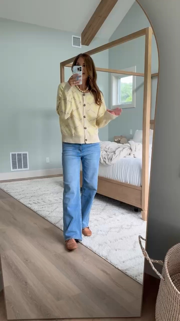 This cardigan had me at the soft yellow. The subtle pattern and tortoise buttons make it so much more interesting than a basic cardigan, and I love it with denim now before we’re fully into sweater weather.

Size L

Tall girl cardigan, Yellow cardigan, Fall cardigan, Tall girl style, Early fall outfit, Cardigan outfit, Fall sweater, Transitional outfit, Casual fall style, Denim outfit, StangandCo

#LTKootd #LTKSeasonal #LTKTall