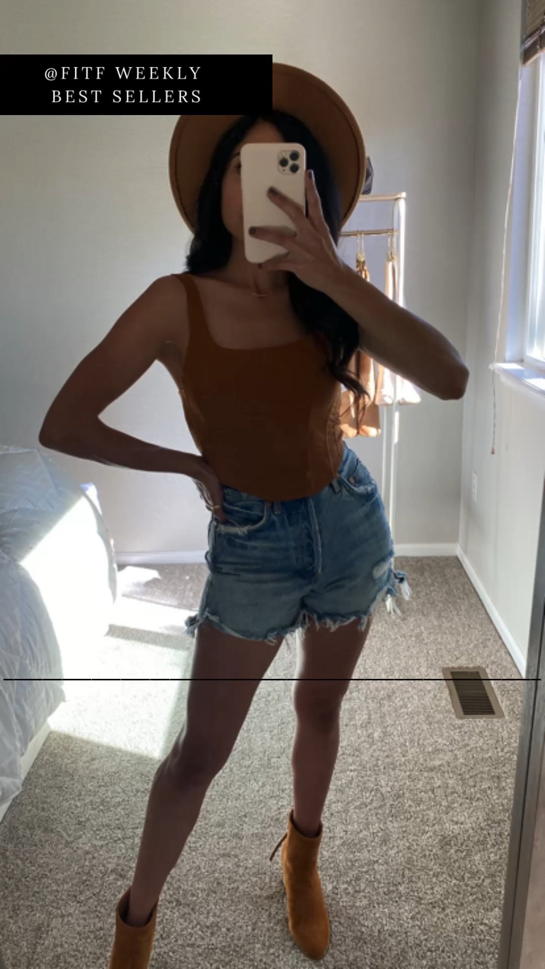 Fall outfits - denim jean shorts - corset - brown booties - cognac - amazon 

#LTKSeasonal #LTKfindsunder50