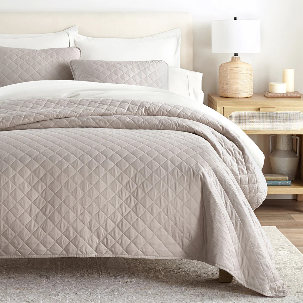 3-Piece Diamond Stitch Quilted Coverlet Set | Linens and Hutch