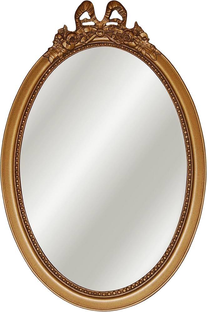 Oval Mirror with Bow, Antique Gold | Amazon (US)