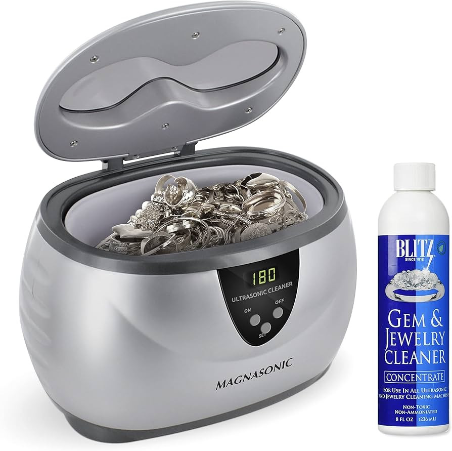 Magnasonic Professional Digital Ultrasonic Jewelry Cleaner Machine w/ 8 Oz Gem & Jewelry Cleaner ... | Amazon (US)