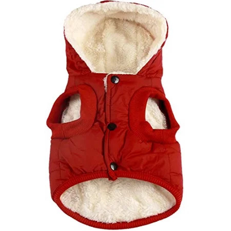 Vecomfy Fleece Lining Extra Warm Dog Hoodie in Winter,Small Dog Jacket Puppy Coats with Hooded,Red X | Walmart (US)