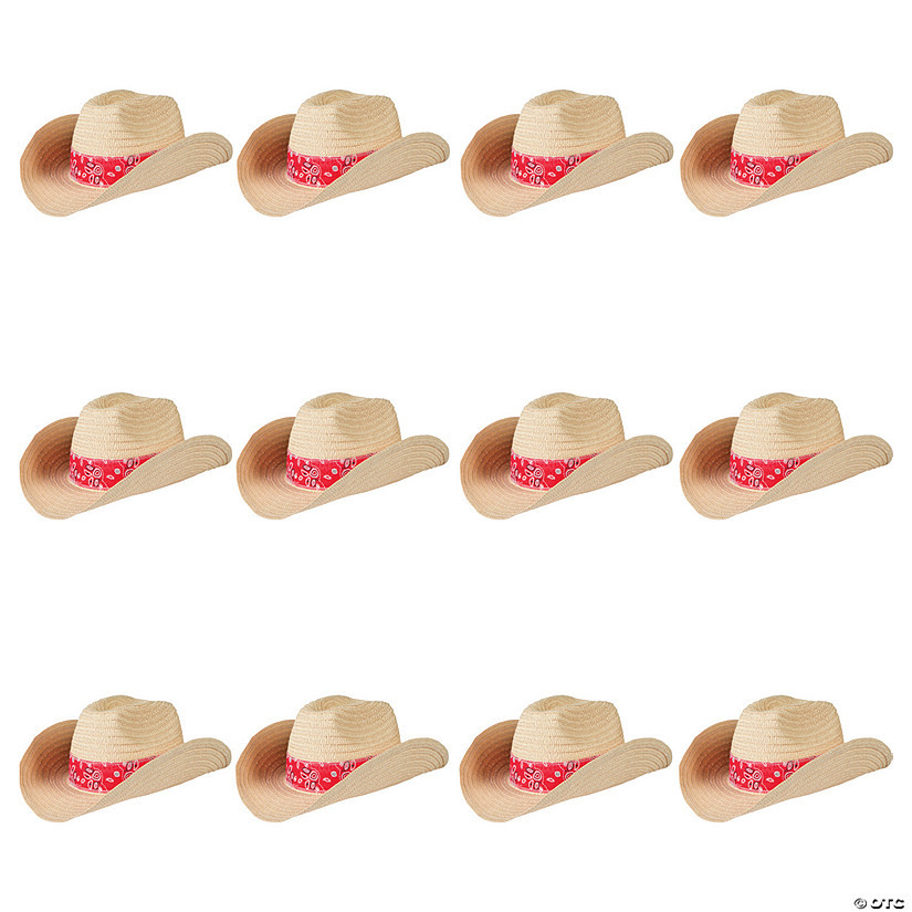 Western Cowboy Hats with Red Bandana - 12 Pc. | Oriental Trading Company