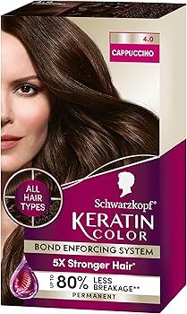 Schwarzkopf Keratin Color Permanent Hair Color, 4.0 Cappuccino, 1 Application - Salon Inspired Pe... | Amazon (US)