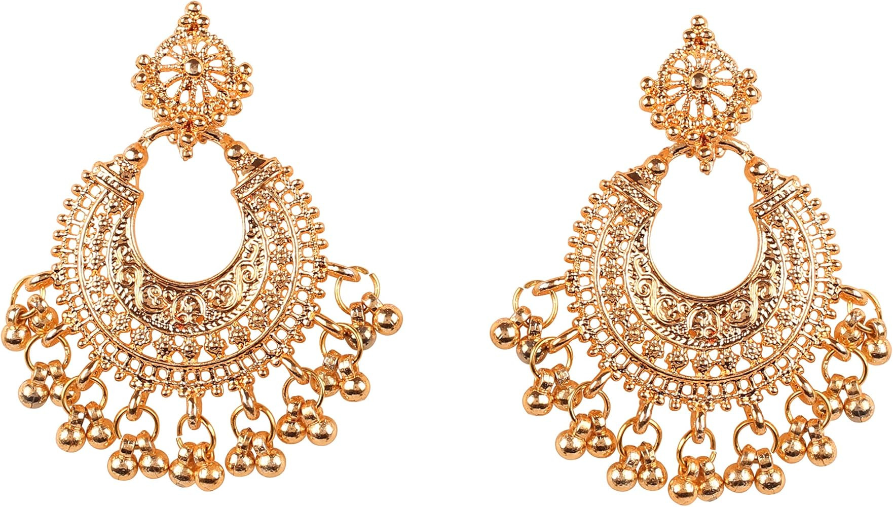 Touchstone Indian Bollywood Gorgeous Elaborate Earrings Designer Jewelry in Antique Gold Silver T... | Amazon (US)