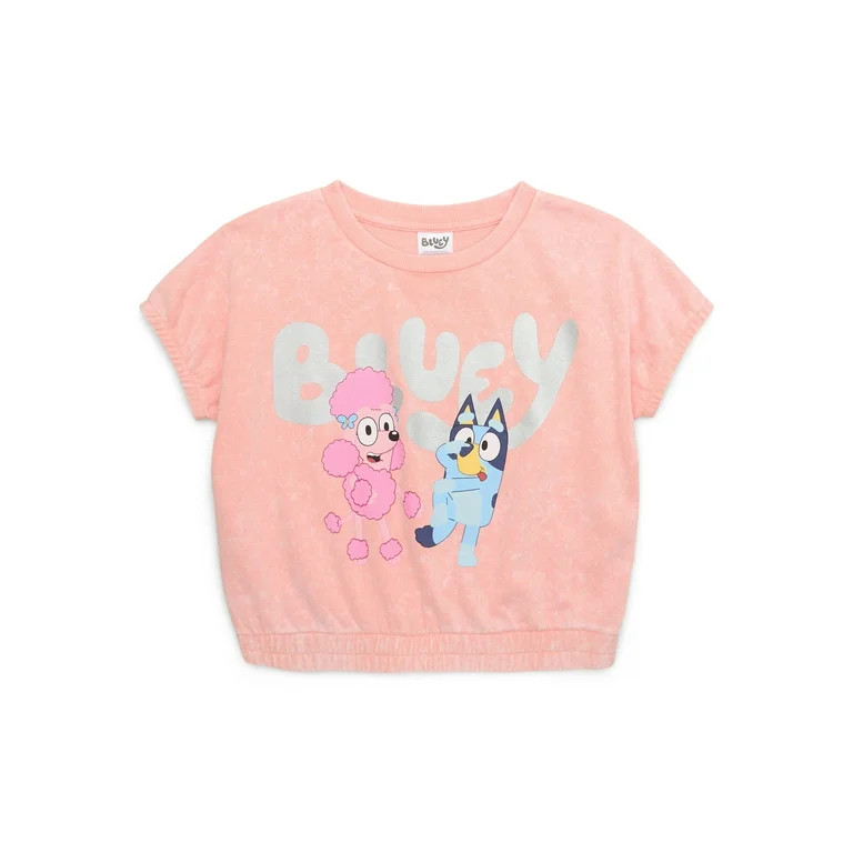 Bluey and Coco Girls Mineral Wash Iridescent Graphic Sweatshirt, Sizes 4-16 | Walmart (US)