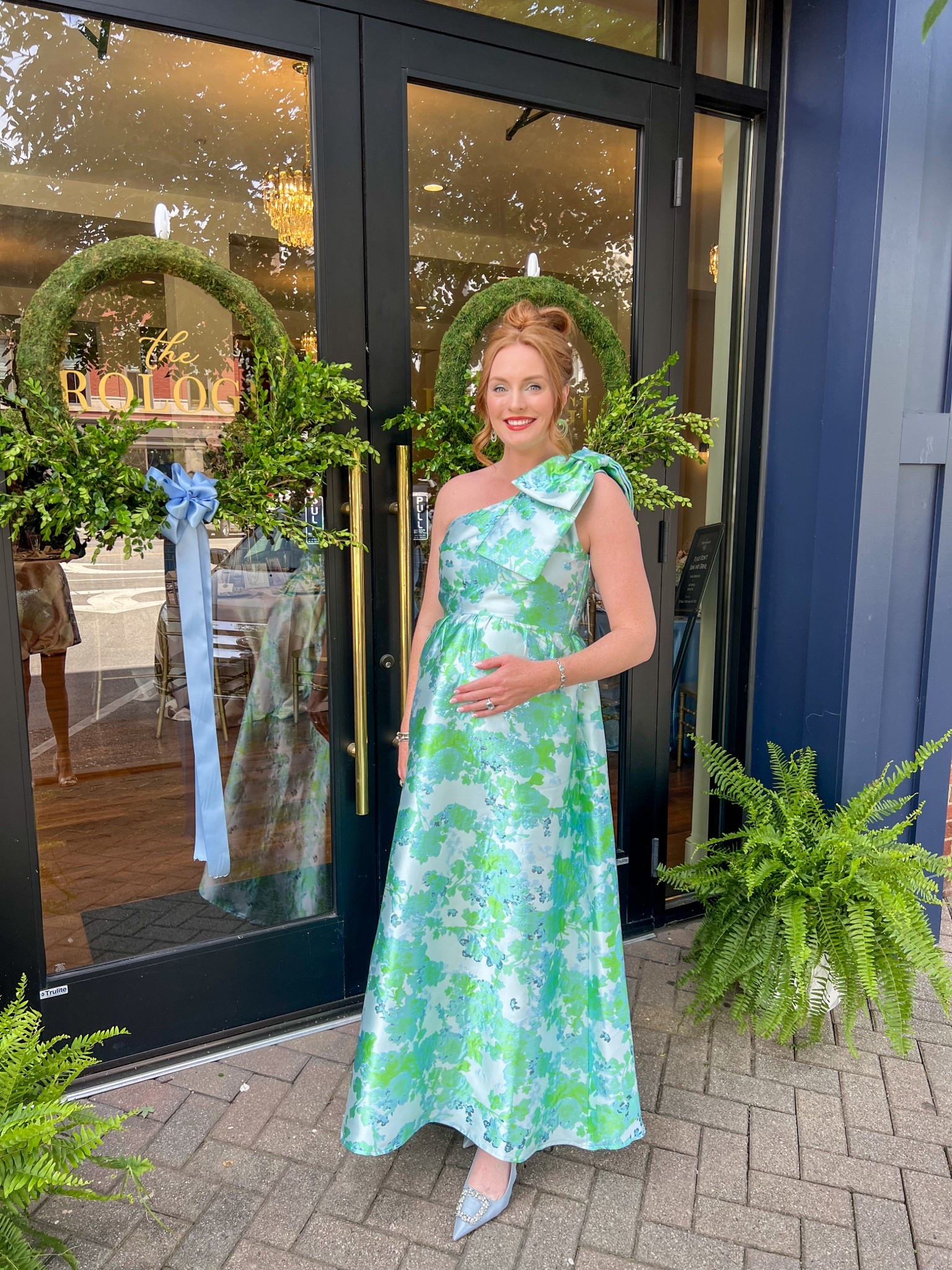 Bump friendly dress, I’m typically a medium, wearing XL at 31 weeks pregnant. 🩵🩷 Shoes fit true to size, wearing 10.

Dillards - baby shower - bow dress - baby shower dress - bump friendly - mom to be - kitten heels - classy style - preppy - grandmillennial - bow - midi dress - wedding guest - wedding guest dress - black tie wedding - spring dress - summer dress - special occasion - gala dress - classic style - one shoulder dress 

#LTKWedding #LTKSeasonal #LTKShoeCrush