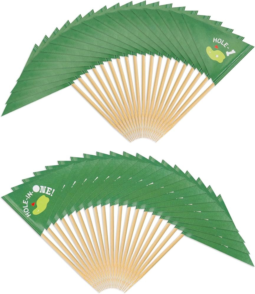 50pcs Golf Themed Toothpick Flags, Paper Golf Flag Cocktail Picks Green Golf Cupcake Toppers Flag... | Amazon (US)