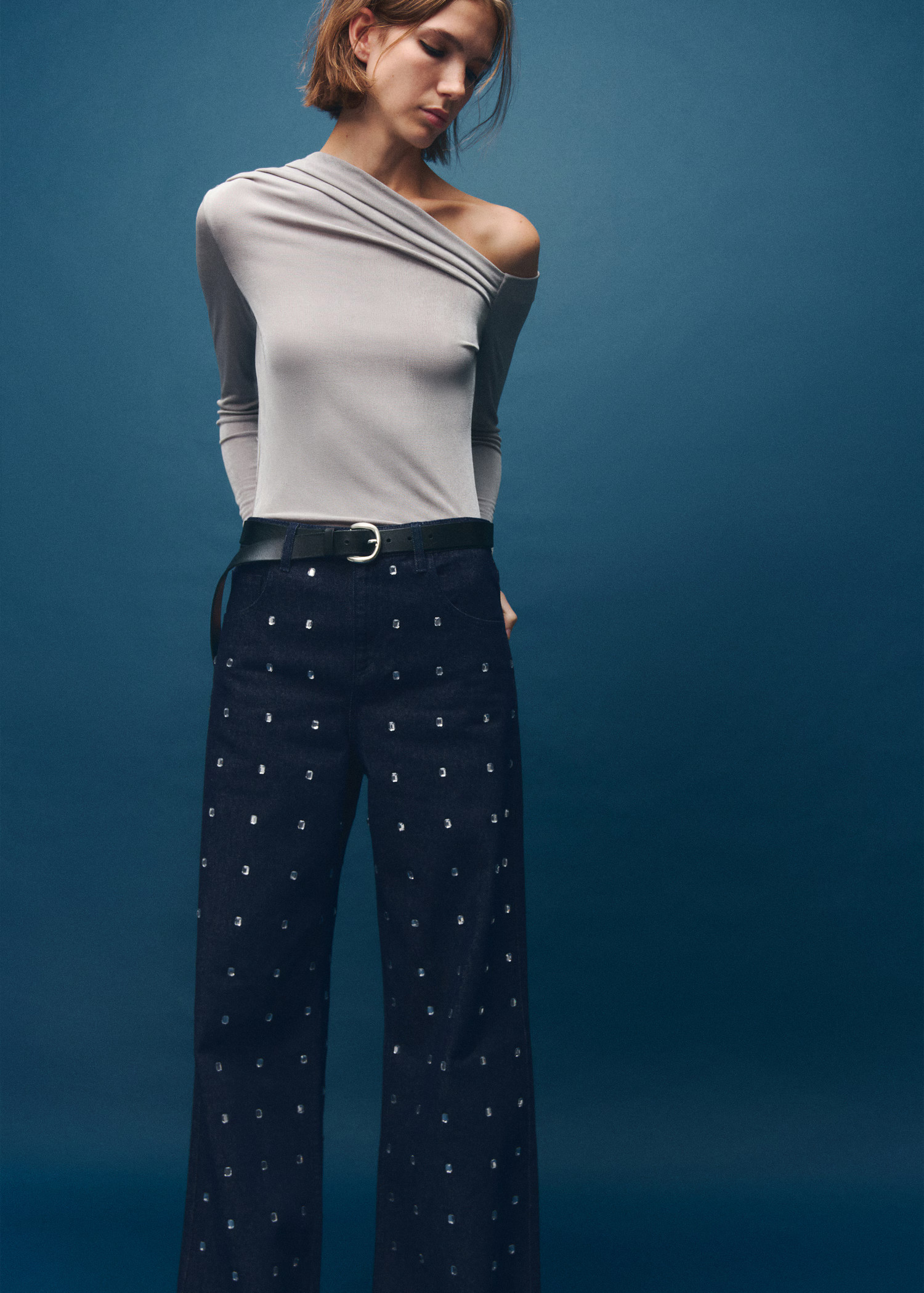 Wide-leg jeans with crystals - Women | MANGO USA | Mango (US/MX/AU)