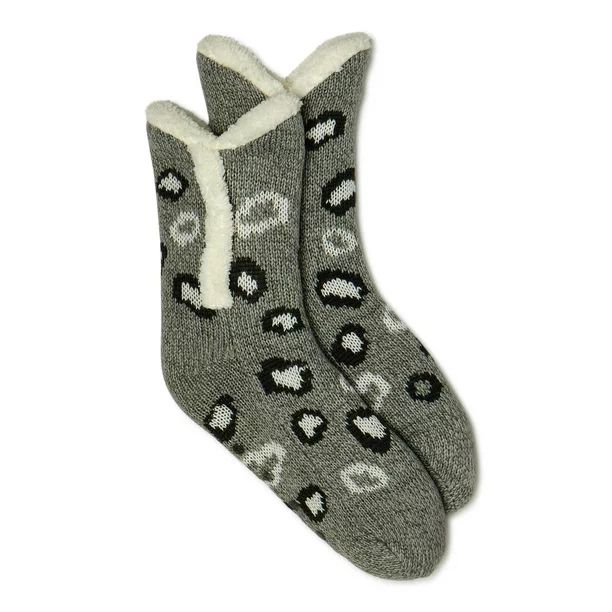 Secret Treasures Women's Colossal Cozy Leopard Slipper Socks | Walmart (US)