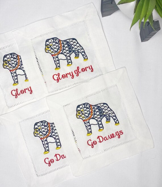 Monogrammed Linen/cotton Cocktail Napkins  College Football  - Etsy | Etsy (US)