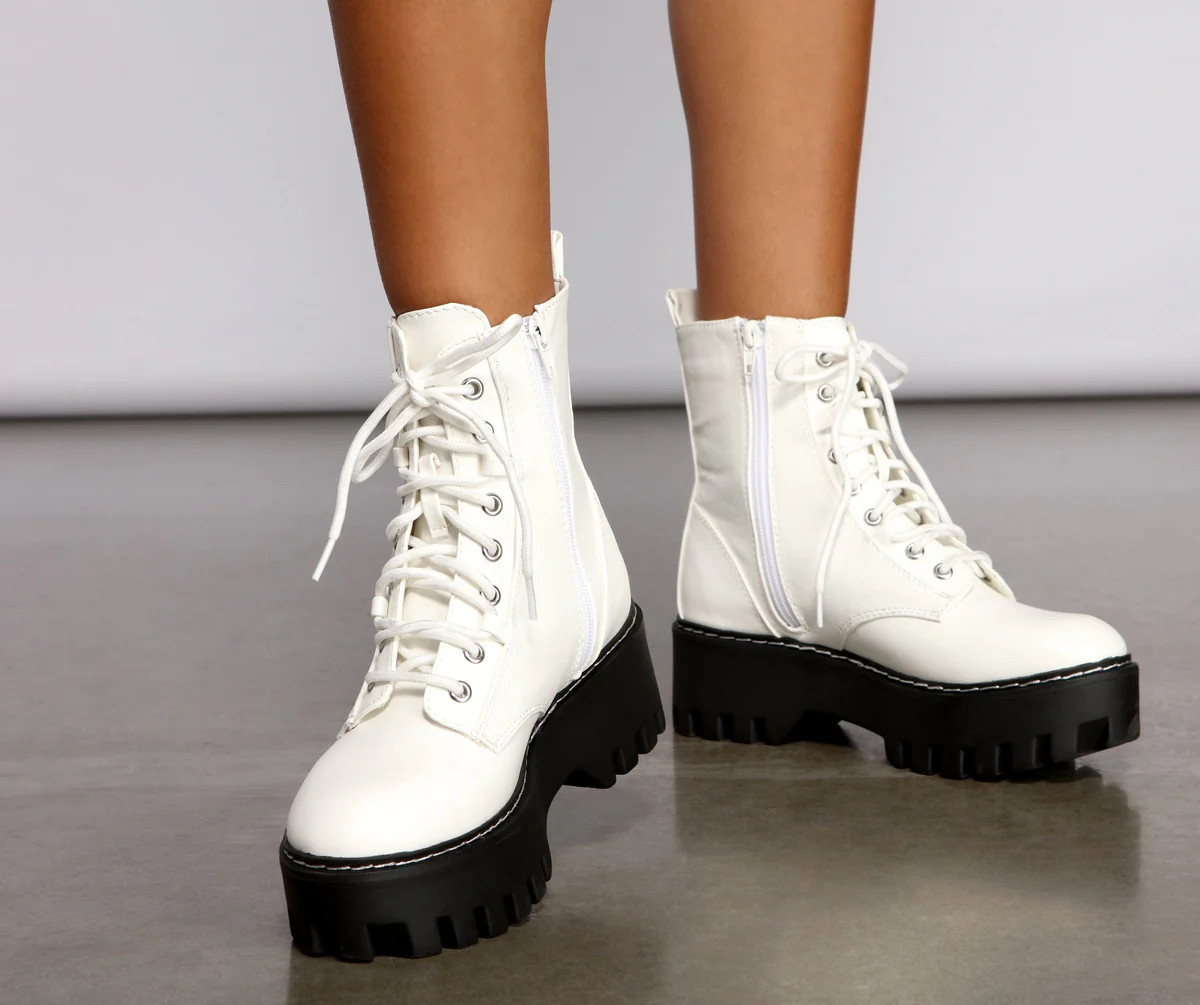 Add Some Edge Faux Leather Combat Boots | Windsor Stores