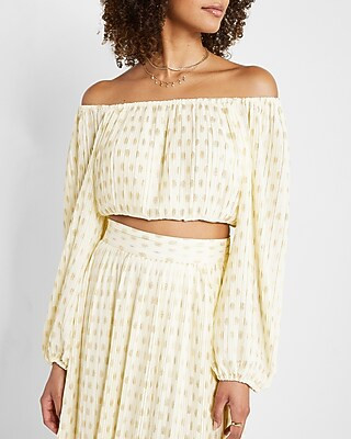 Rachel Zoe Metallic Puff Sleeve Crop Top | Express