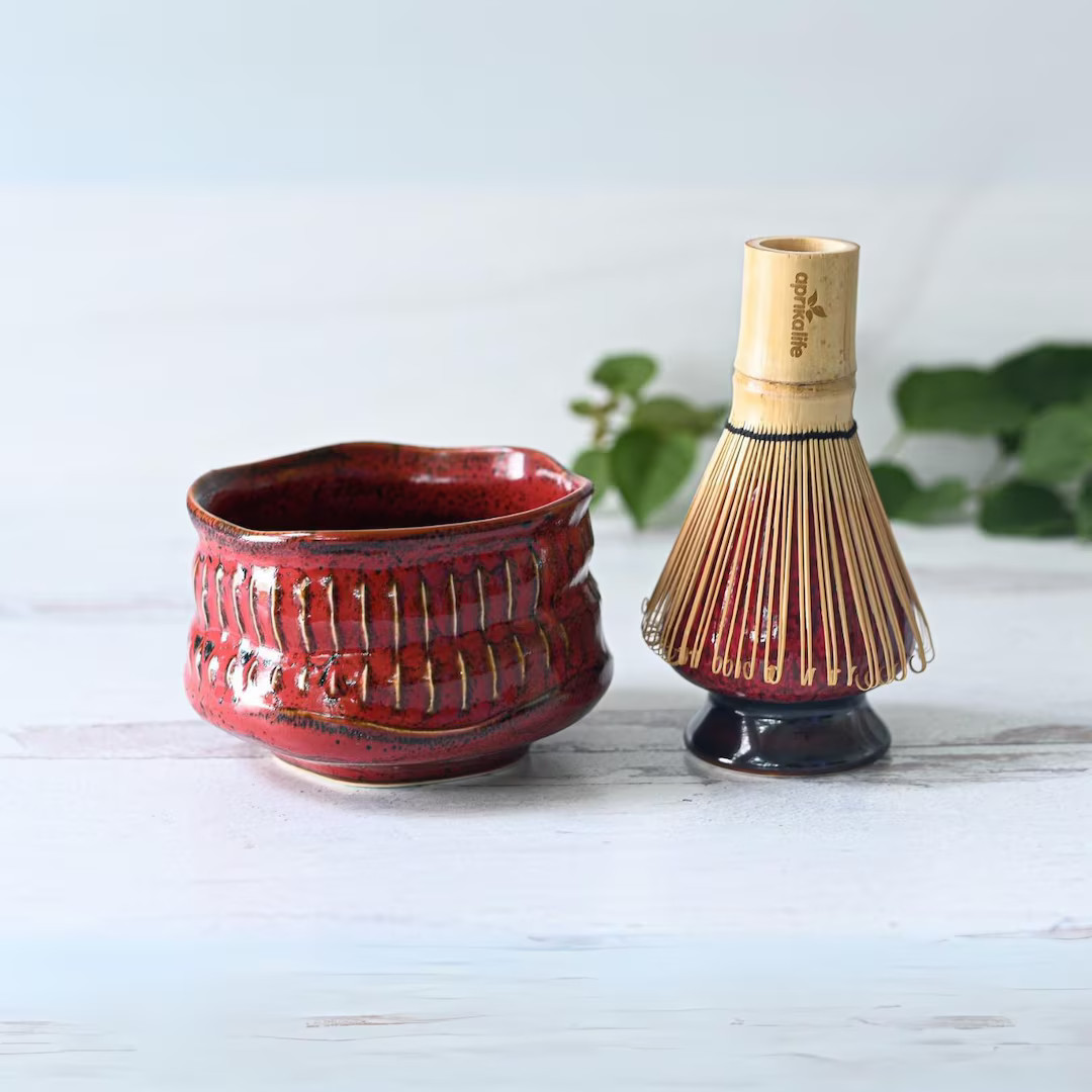 Ceramic Matcha Set: Japanese Matcha Bowl, Bamboo Matcha Whisk & Whisk Holder. Handcrafted Matcha ... | Etsy (US)
