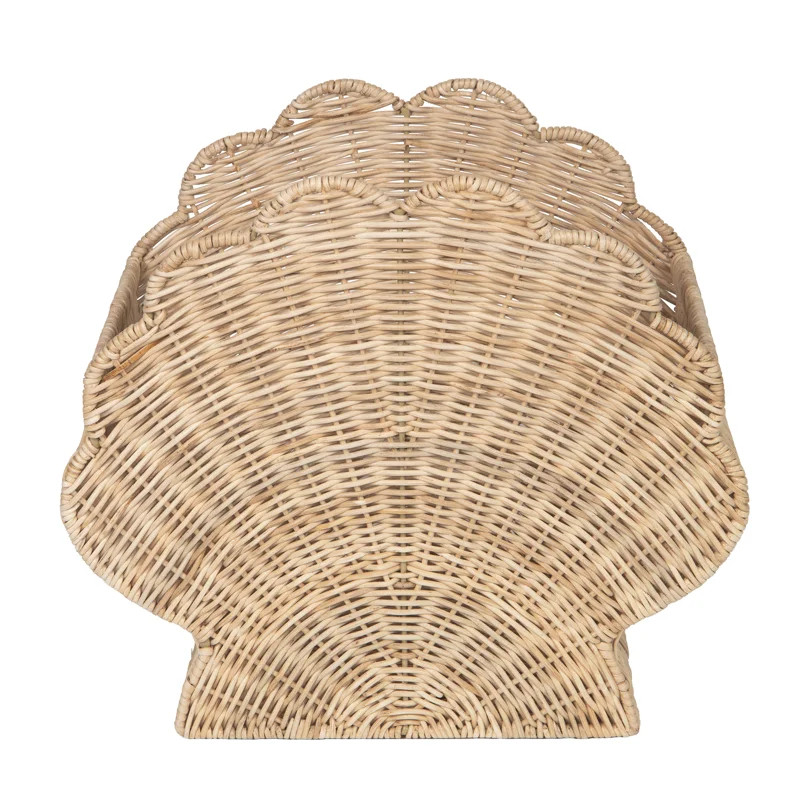 Wicker Shell Magazine and Decorative Storage Basket, Natural | Wayfair North America