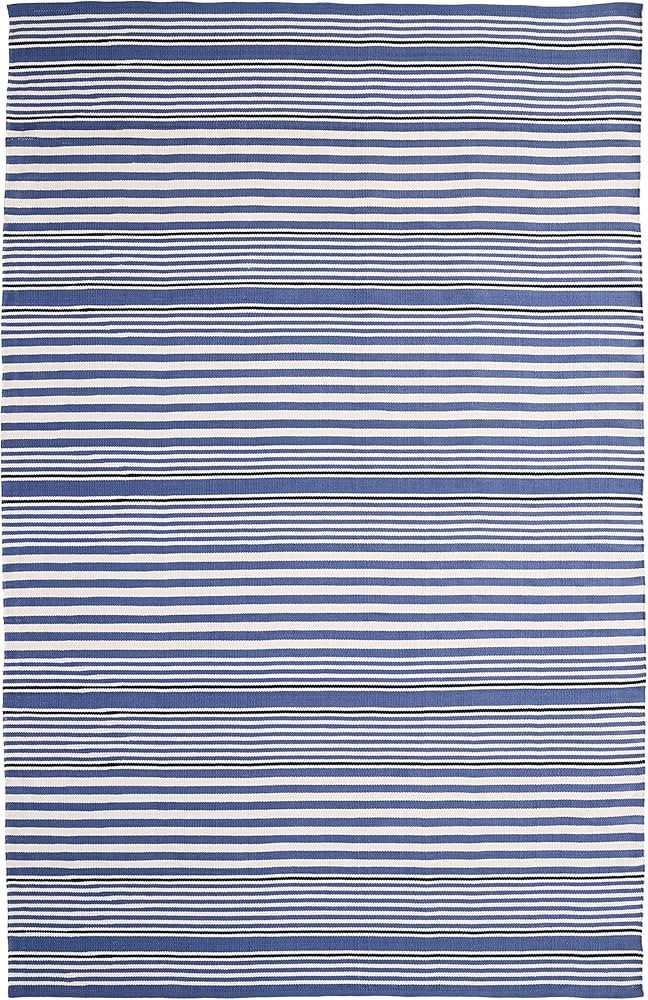 Dash and Albert Rugby Stripe Indoor/Outdoor Area Rug - Runner - 2.5' x 8' Denim - Striped Handwov... | Amazon (US)