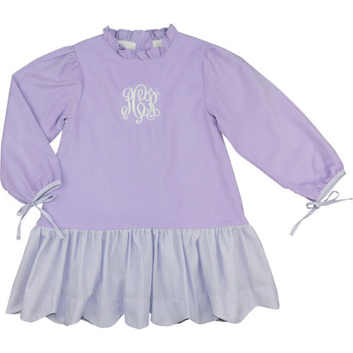 Lavender Corduroy Striped Scalloped Skirt Dress | Cecil and Lou