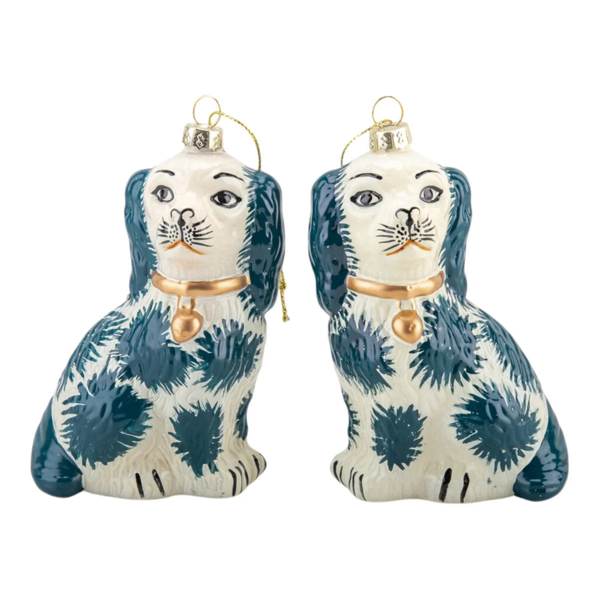Pair of Blue Glass Dog Ornaments | The Well Appointed House, LLC