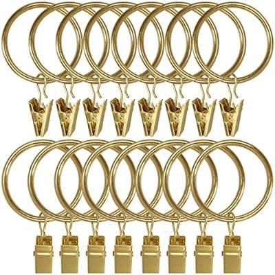 AMZSEVEN 40PCS Metal Curtain Rings with Clips, Drapery Clips Hooks, Decorative Curtain Rod Clips ... | Amazon (US)