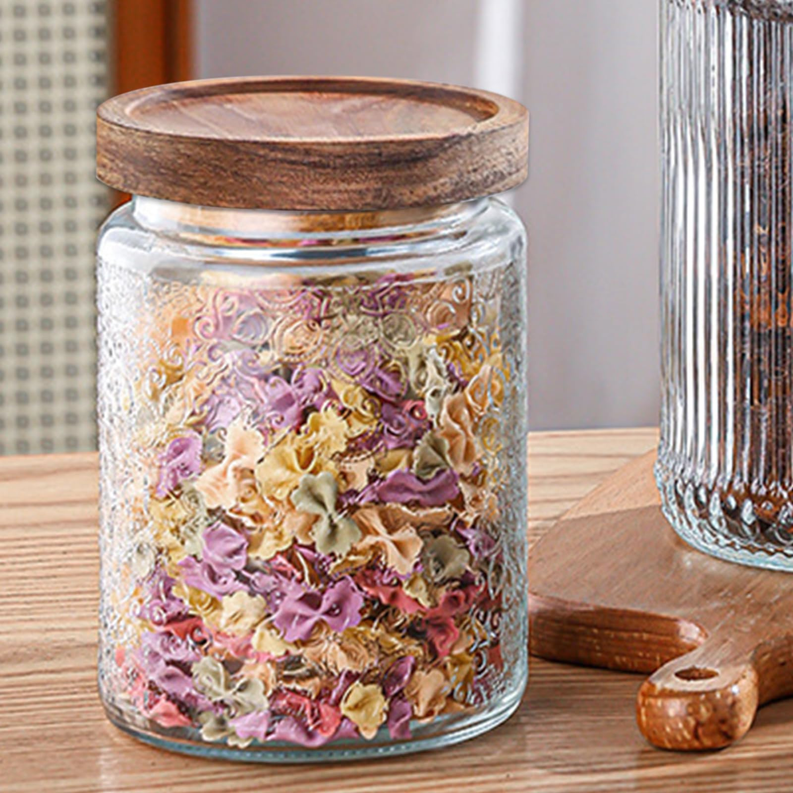 Vintage Glass Jars with Wooden Lids, 6 Pack 24 oz Airtight Glass Food Storage Containers Sets for... | Amazon (US)