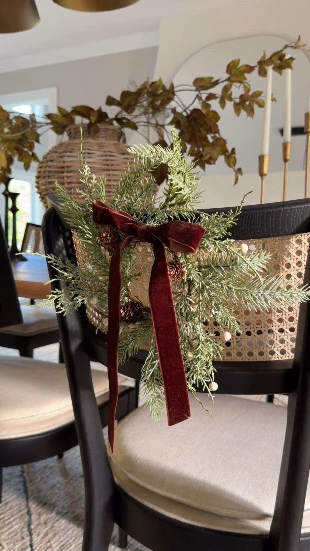 I found the cutest mini wreaths, hot glued a velvet bow and attached to our dining room chairs for an elevated and festive touch! These went viral last year but I found a new pack of mini wreaths with berries & pinecones and they couldn't be more darling!

#LTKStyleTip #LTKHome #LTKHoliday