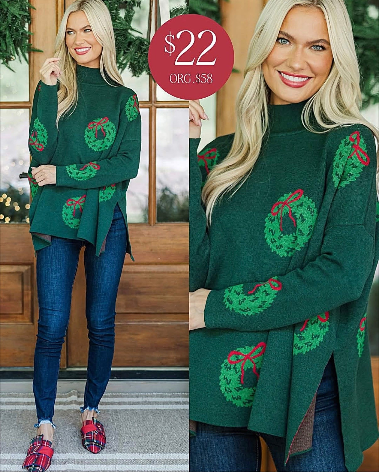 This is going to be a quick decision for you to put this festive sweater on all Christmas season🎄 It's obviously cute with that Christmas tree print but it's also super cozy making it perfect for the holiday season❤️ This mock neck sweater is going to look so cute with skinny jeans and booties or leggings and boots!!! On major sale right now too for Black Friday / cyber Monday deals 🙌🏼🎉

#sweaters #sweater #christmas #christmassweater #christmasstyle #christmasfashion #christmasclothes #christmasoutfits #holiday #holidaystyle #holidayfashion #preppy #classicstyle #preppystyle #outfitinspo #outfitideas #styleinspiration #styleinspo #fashion #fashionfinds #deals #affordablefashion #affordablestyle #ootd #fallstyle #winter #winterstyle #christmastime #sale #salealert #majorsale #deal #dealoftheday 

#LTKSaleAlert #LTKFindsUnder50 #LTKHoliday