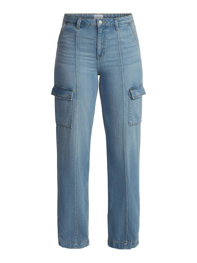 Time and Tru Women's Wide Leg Cargo Jeans, 31" Inseam, Sizes 0-20 | Walmart (US)