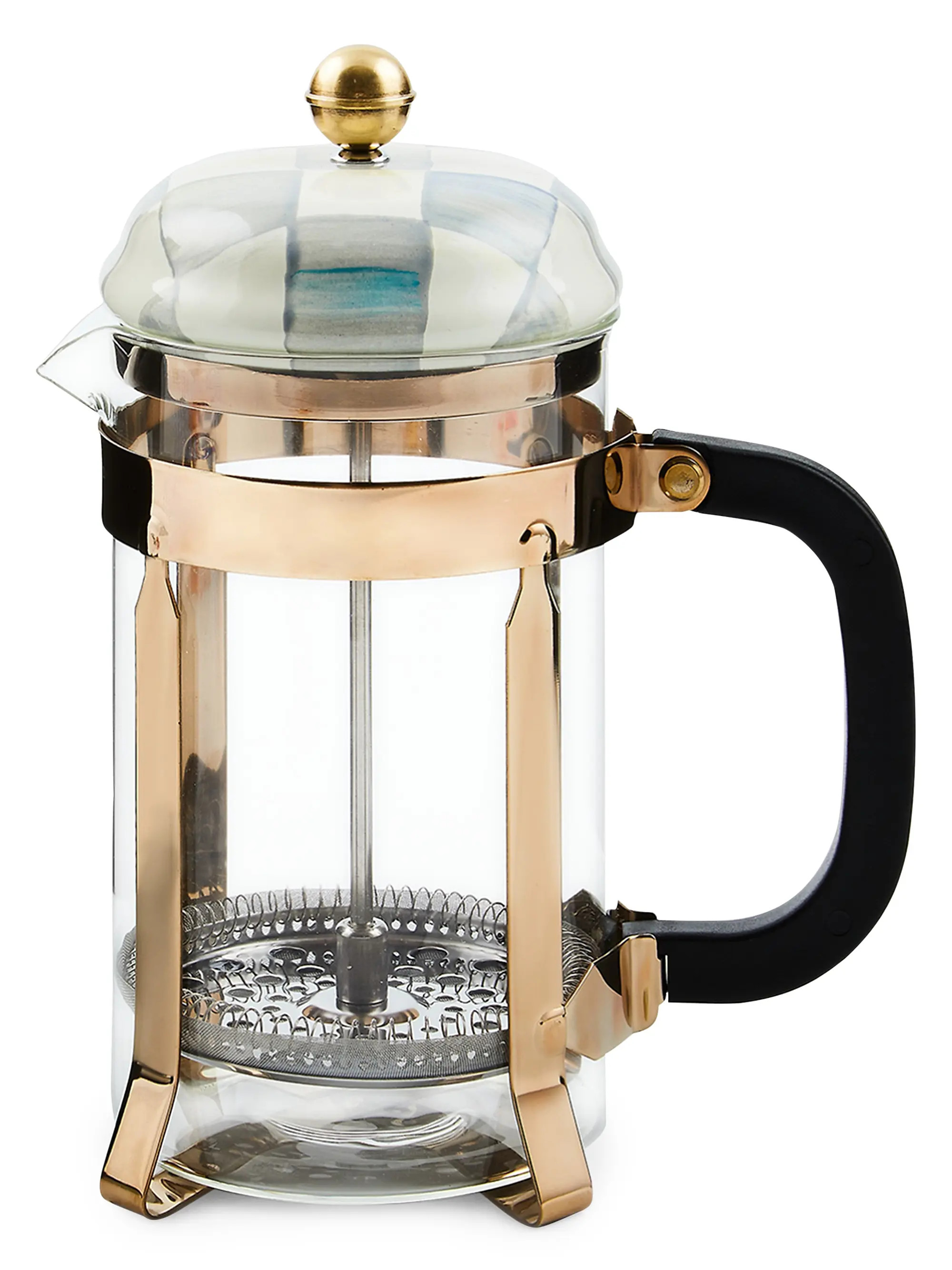 MacKenzie-Childs Sterling Check French Press | Saks Fifth Avenue | Saks Fifth Avenue