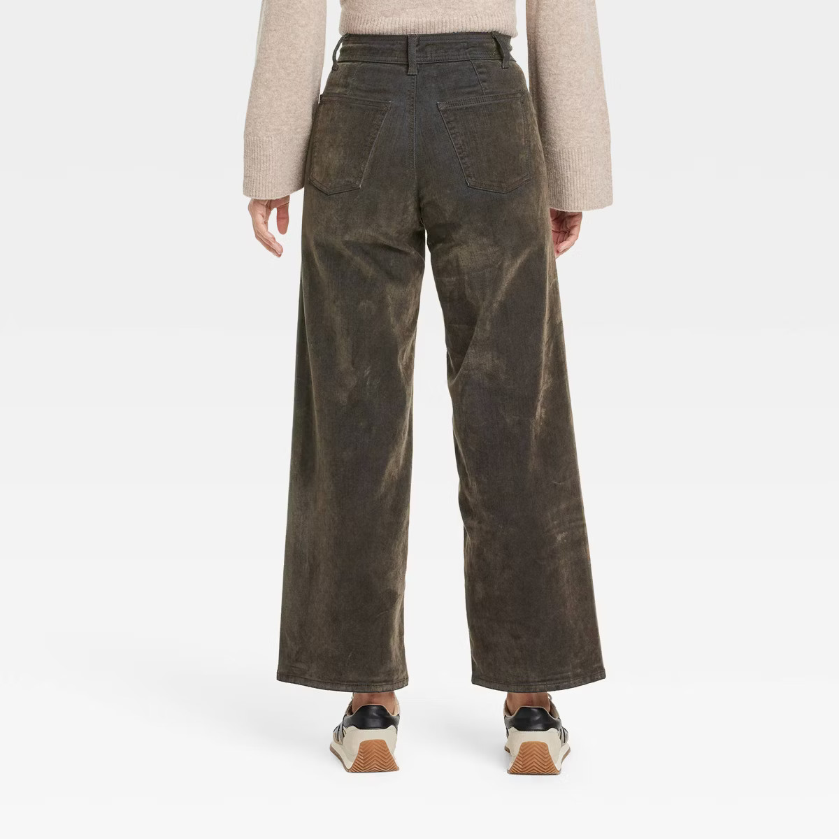 Women's High-Rise Flocked Sailor Wide Leg Ankle Jeans - Universal Thread™ Olive Green | Target