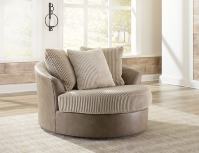 Keskin Oversized Swivel Accent Chair, Sand | Ashley Homestore
