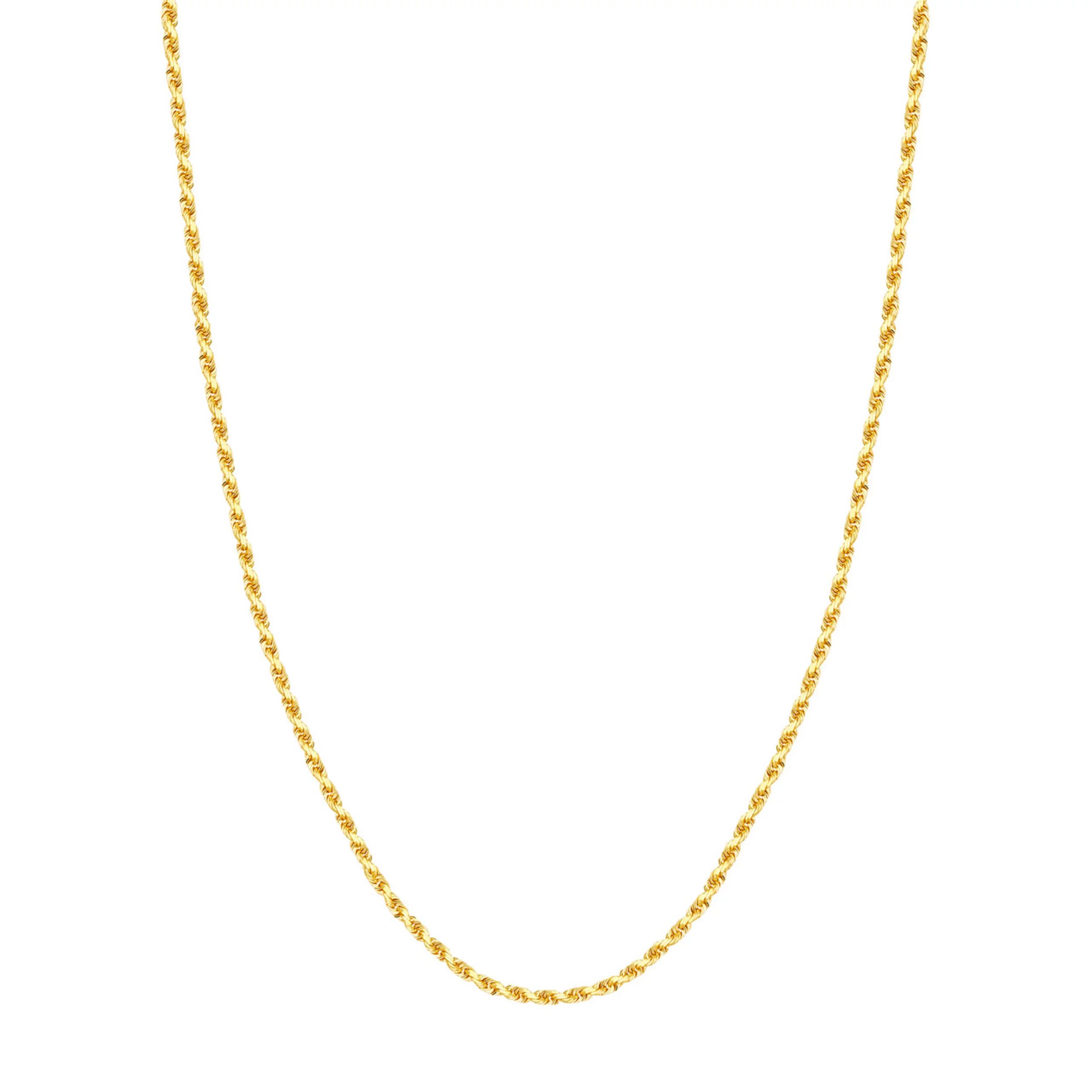 10K Yellow Gold 24" 2.70mm D/C Rope Chain Necklace w/ Lobster Lock - Women | Walmart (US)