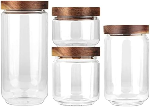 Spice Jars,Spice Jars with Bamboo Lids,Clear Glass Spice Jar,Spices Container Set of 4,Stackable ... | Amazon (CA)
