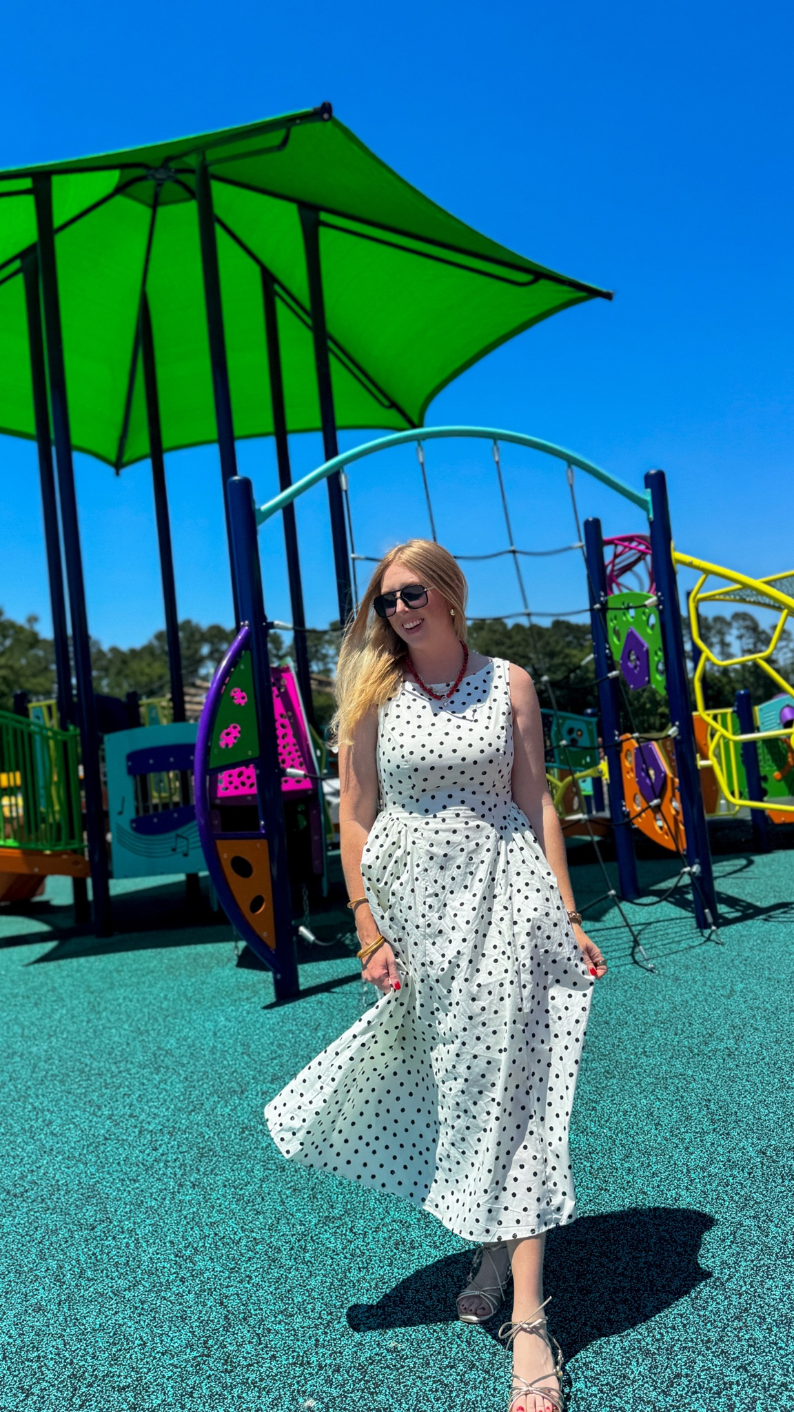 This polka dot midi dress is 40% off and only $21 
Wearing a size small

#LTKootd #LTKSaleAlert #LTKmomlife