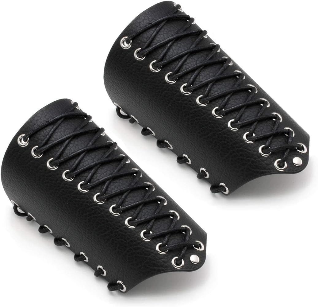 Manfnee Leather Gauntlet Wristband Wrist Armor Leather Arm Guardsr Arm Armor Adjustable | Amazon (US)