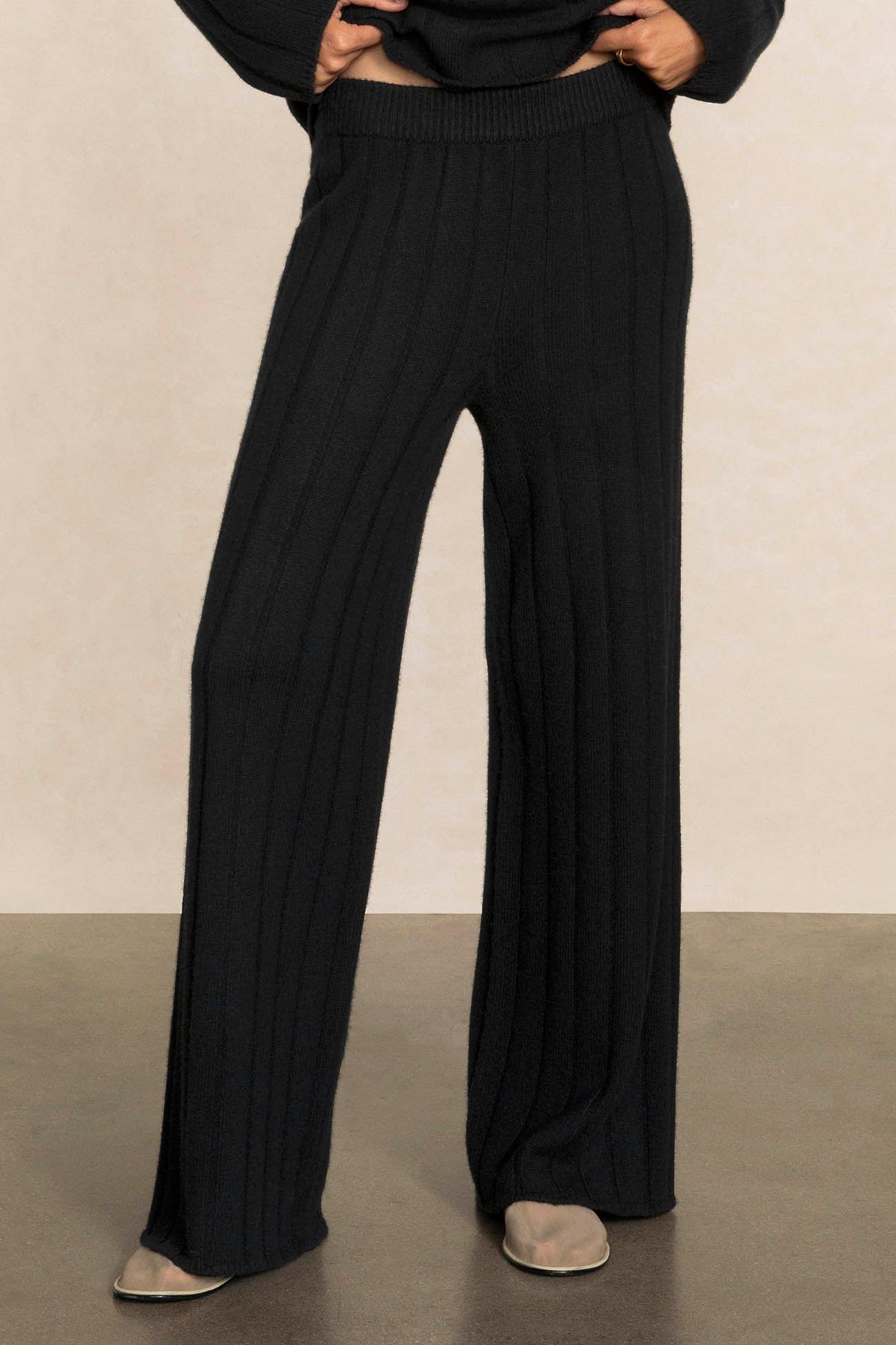 MARGAUX RIBBED WIDE LEG PANT | NAKED CASHMERE