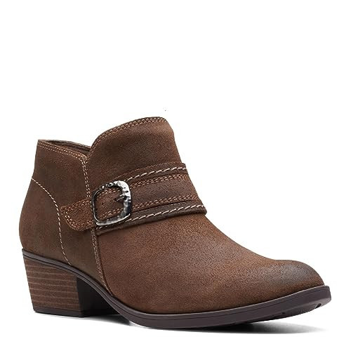 Clarks Women's Charlten Bay Ankle Boot, Dark Tan Suede, 11 Wide US | Amazon (US)